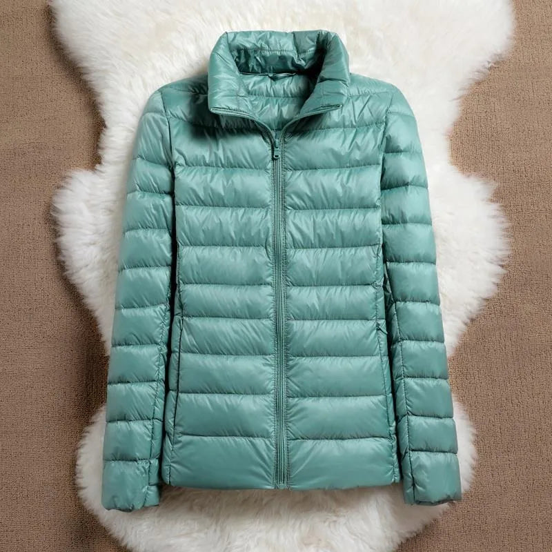 Light Down Coat Women Spring Jacket Fashion Short Ultra Lightweight Packable Puffer Coats Female Down Warm Slim Fit Parkas LadyShow.Store