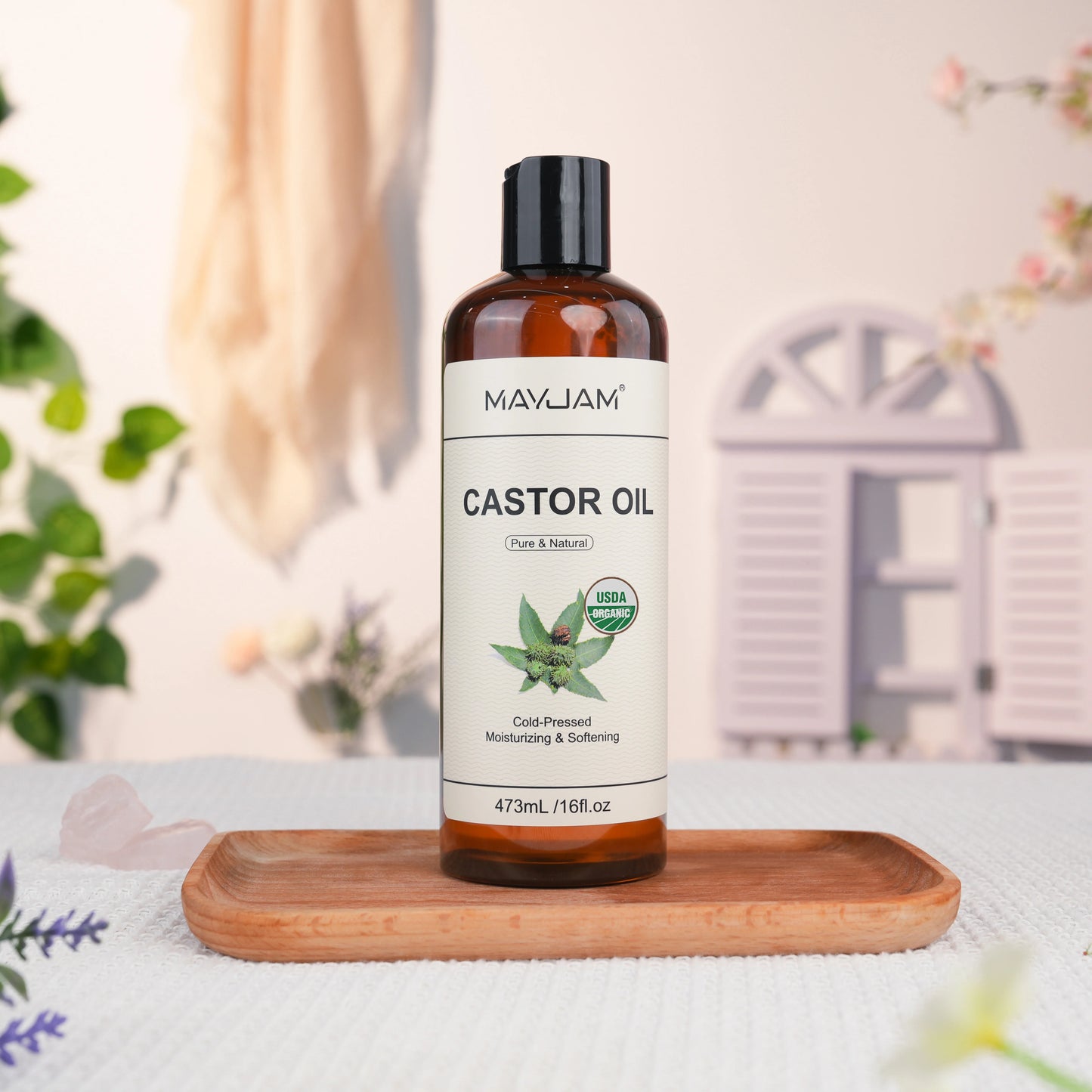 Organic Castor Oil Cold Pressed Massage Body Moisturizes Skin Nourish Hair 16fl.oz Pure Natural Carrier Oil for Eyelash Nail Pi-Mart