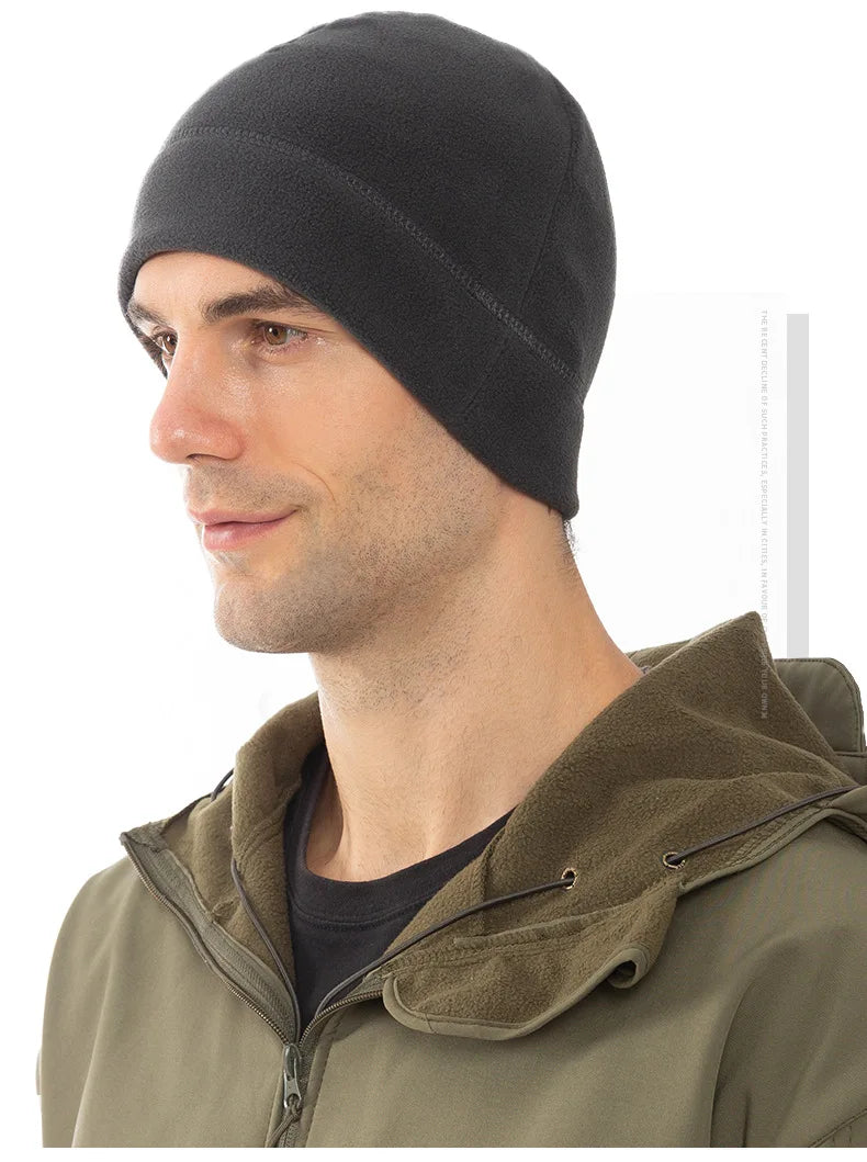 Winter Fleece Beanie Cycling Men Women Elastic Hiking Soft Thermal Commuting Ski Helmet Liner Hat Windproof Camping Cap Outdoor Pi-Mart