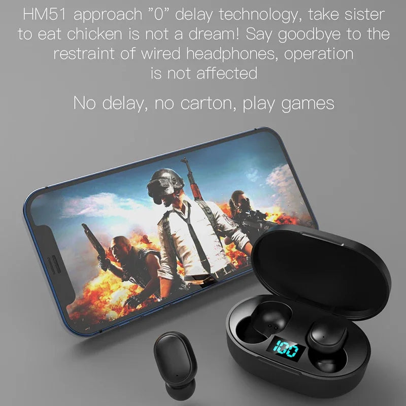 Digital Display Bluetooth Earphones with Mic TWS E6S Wireless Bluetooth Headset Noise Cancelling Headset for Xiaomi Huawei Oppo Pi-Mart