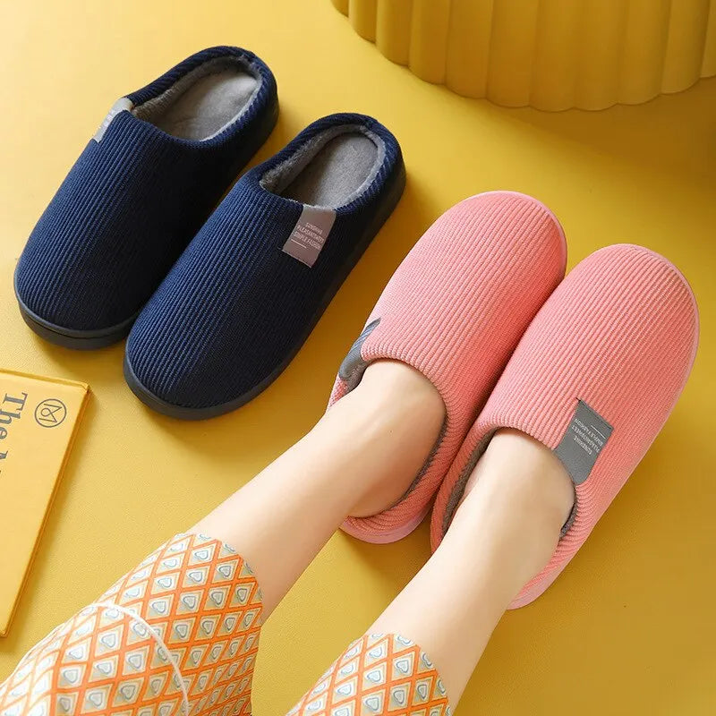Women's Men's Thick Soft Bottom Home Slippers Household Plush Slippers Anti-slip Thermal Slippers Indoor Winter LadyShow.Store