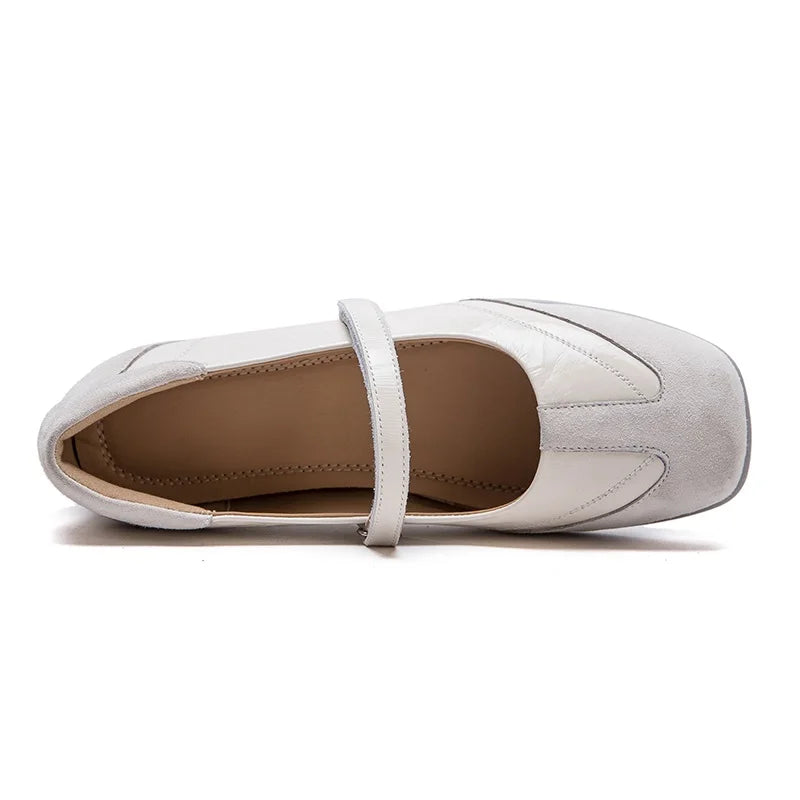 DRKANOL 2026 Women Genuine Leather Flat Shoes Summer Shallow Sheepskin Hook And Loop Casual Loafers Ladies Low Heel Single Shoes Pi-Mart