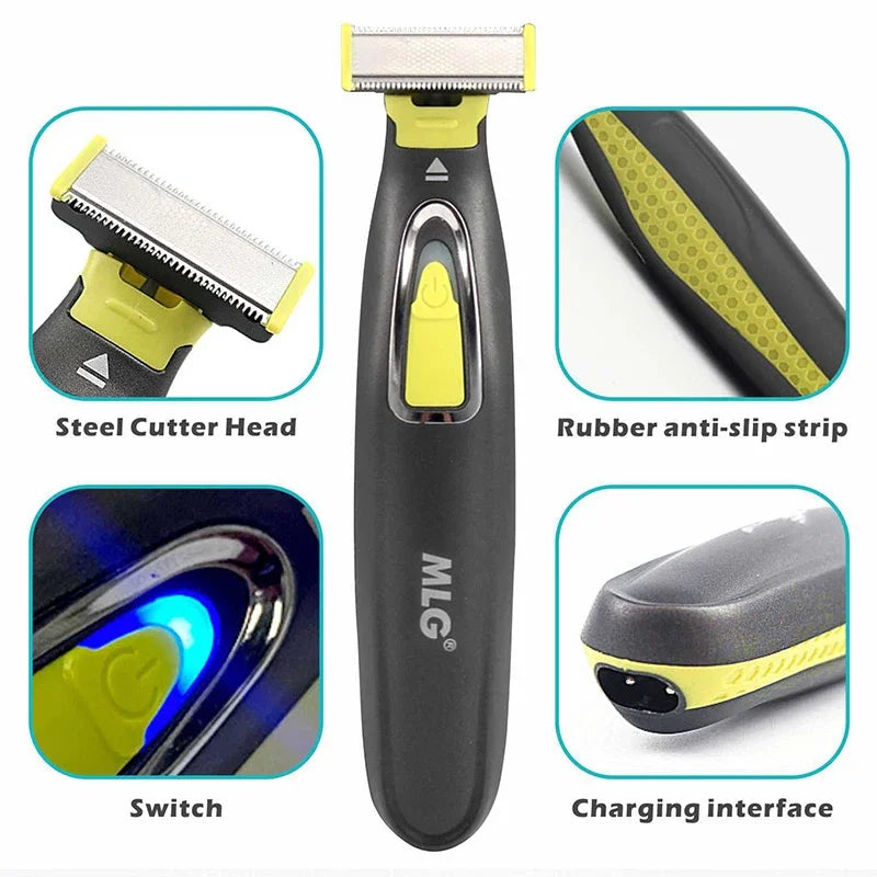 MLG Electric Shaver For Men and Women Portable Full Body Trimmer USB T Shaped Blade Razor For Beard Armpit For Washable Pi-Mart