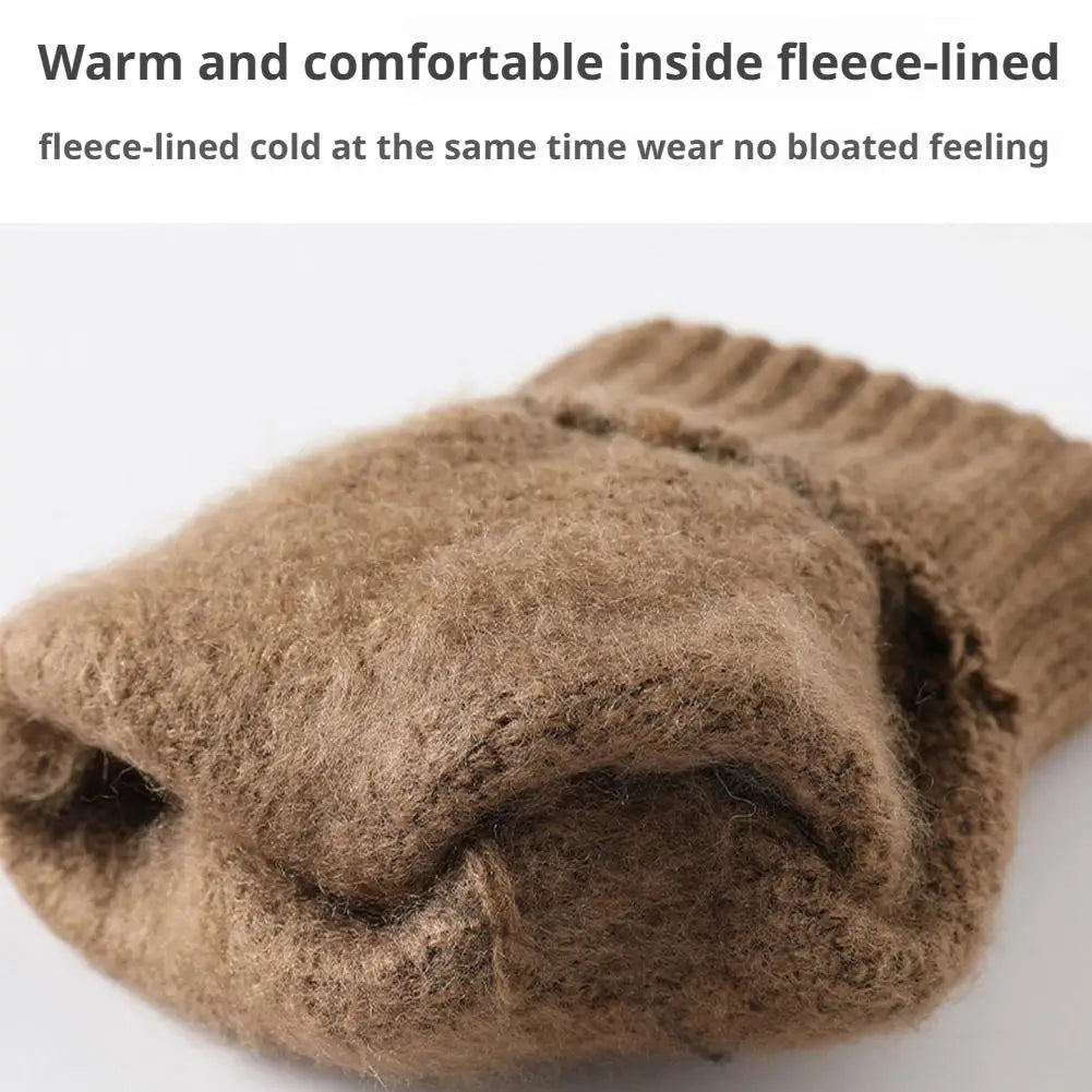 Thermal Winter Gloves For Men Thickened Warm Fleece Lined Anti-Slip Touch Screen Thermal Windproof Cycling Gloves Pi-Mart