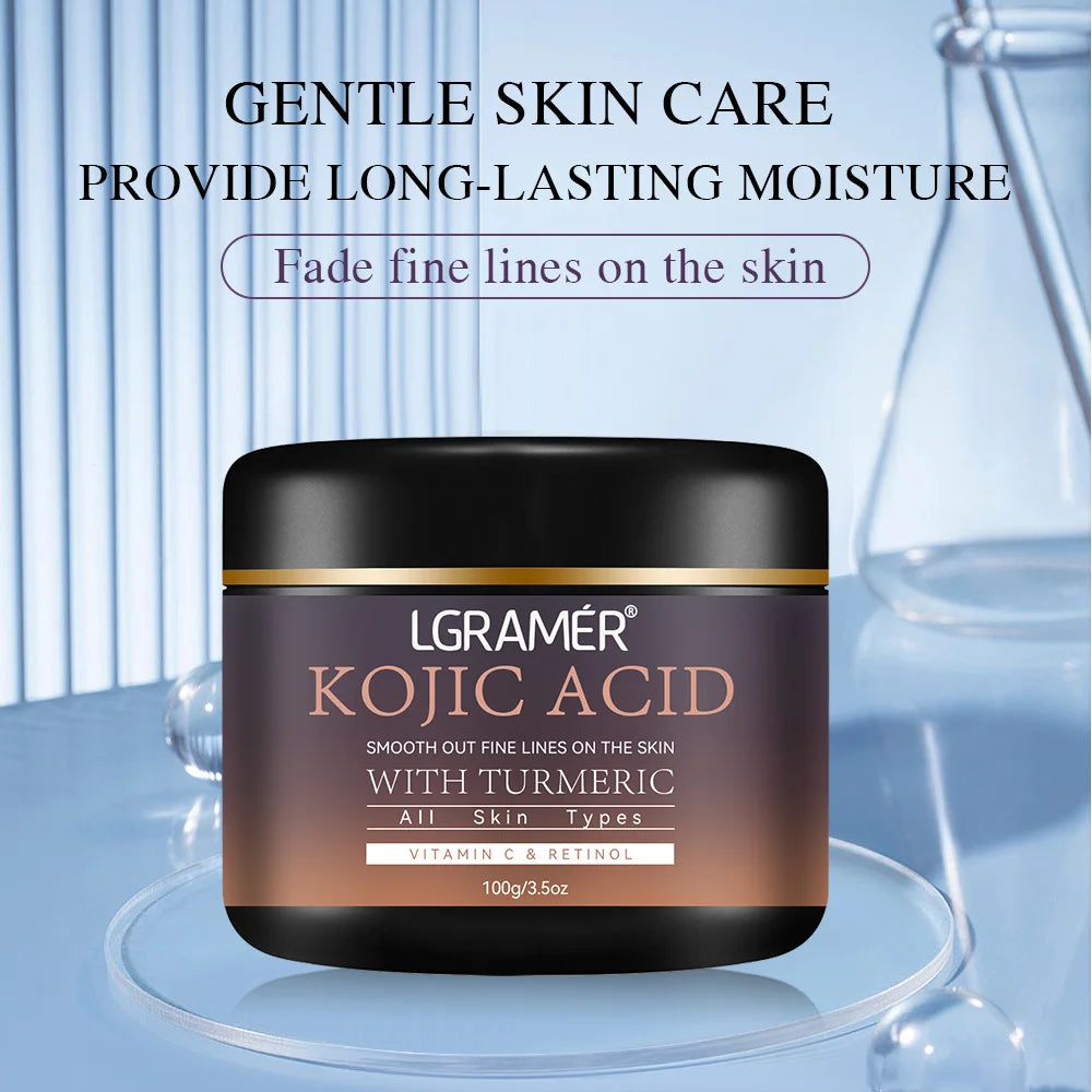 Kojic Acid Vitamin C &Turmeric Moisturizer Face Cream Fade Dark Spot Wrinkle Brightening Skin Firming Tighten Lighten Face Cream Pi-Mart