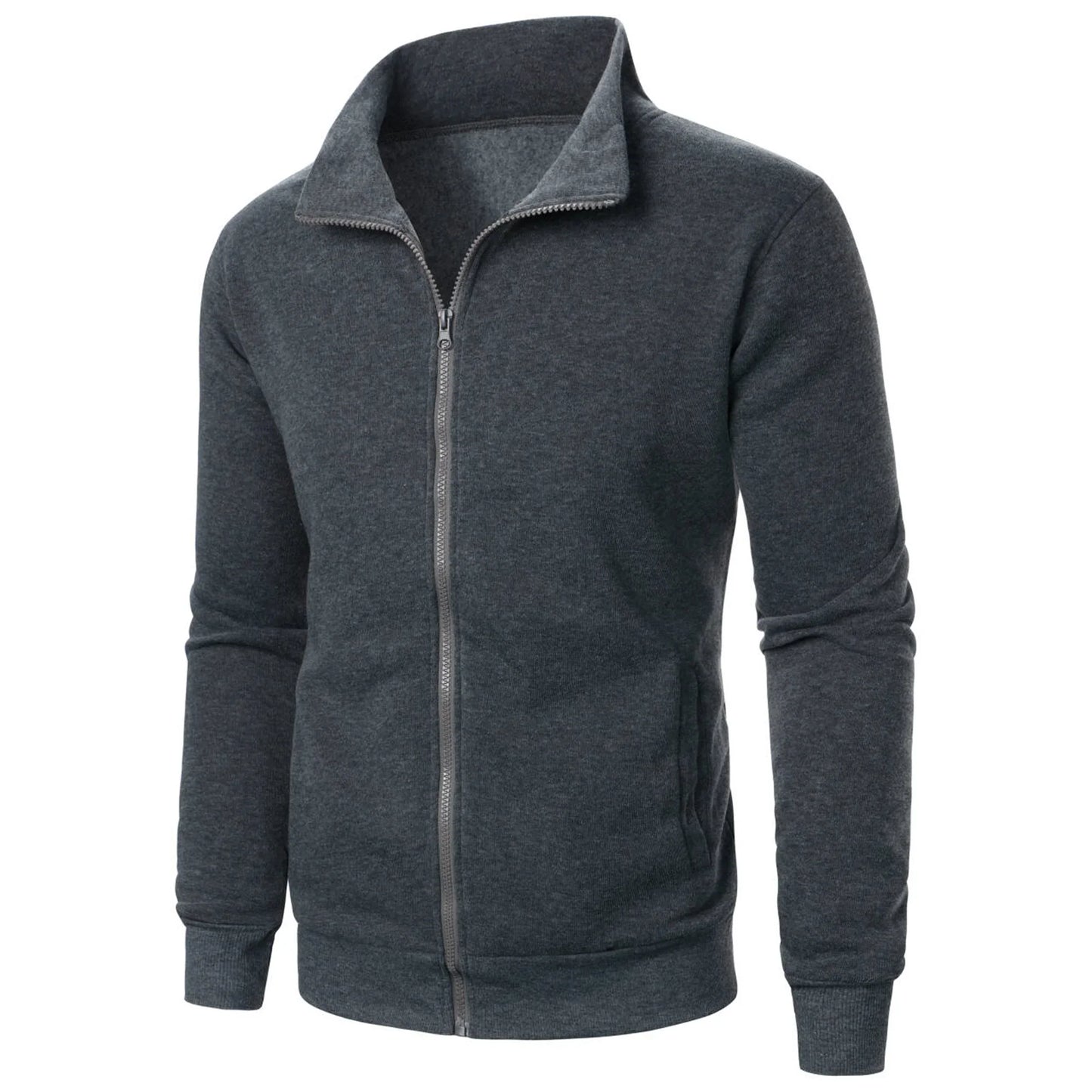 Men's casual sports zipper stand up collar jacket, men's solid color top LadyShow.Store