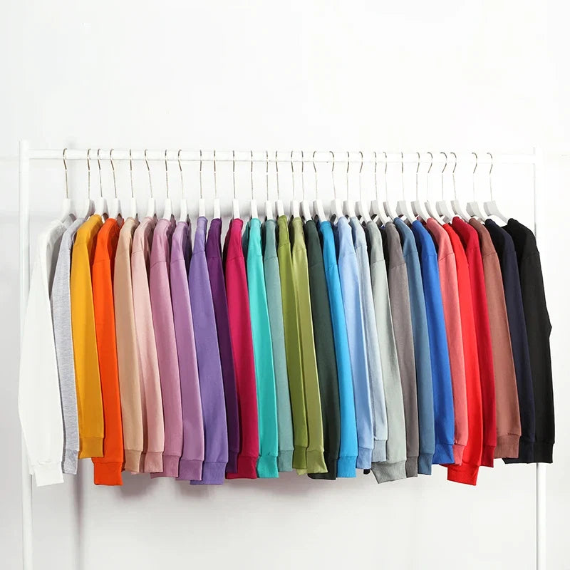 Autumn O-Neck Cotton Women's Sweatshirt Hoodies Basic Loose Casual Women Pullover Solid Sweatshirt Ladies Tops Factory Wholesale LadyShow.Store