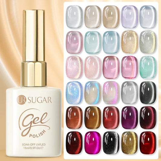 UR SUGAR 15ml Cat Magnetic Gel Nail Polish 30 Colors Semi Permanent Magnetic Gel UV/LED Soak Off Painting Vanrish Design Tri Light Beauty