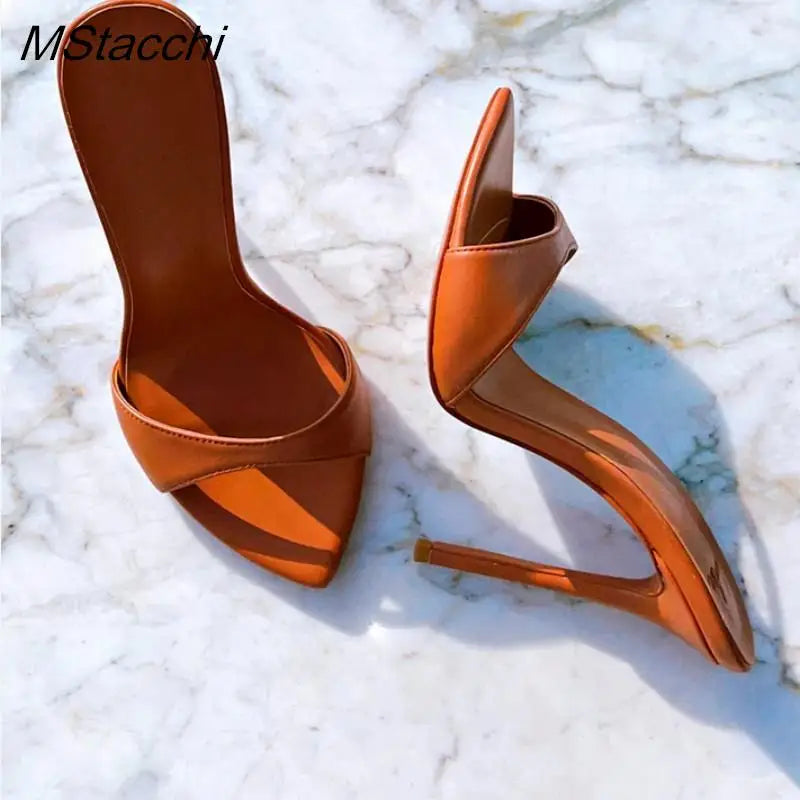 Super-high Heel Slippers Women Shoes Summer Peep Toe Mixed Colors Stiletto Sandals Sexy Party Ladies Shoes Luxury Woman Pumps LadyShow.Store