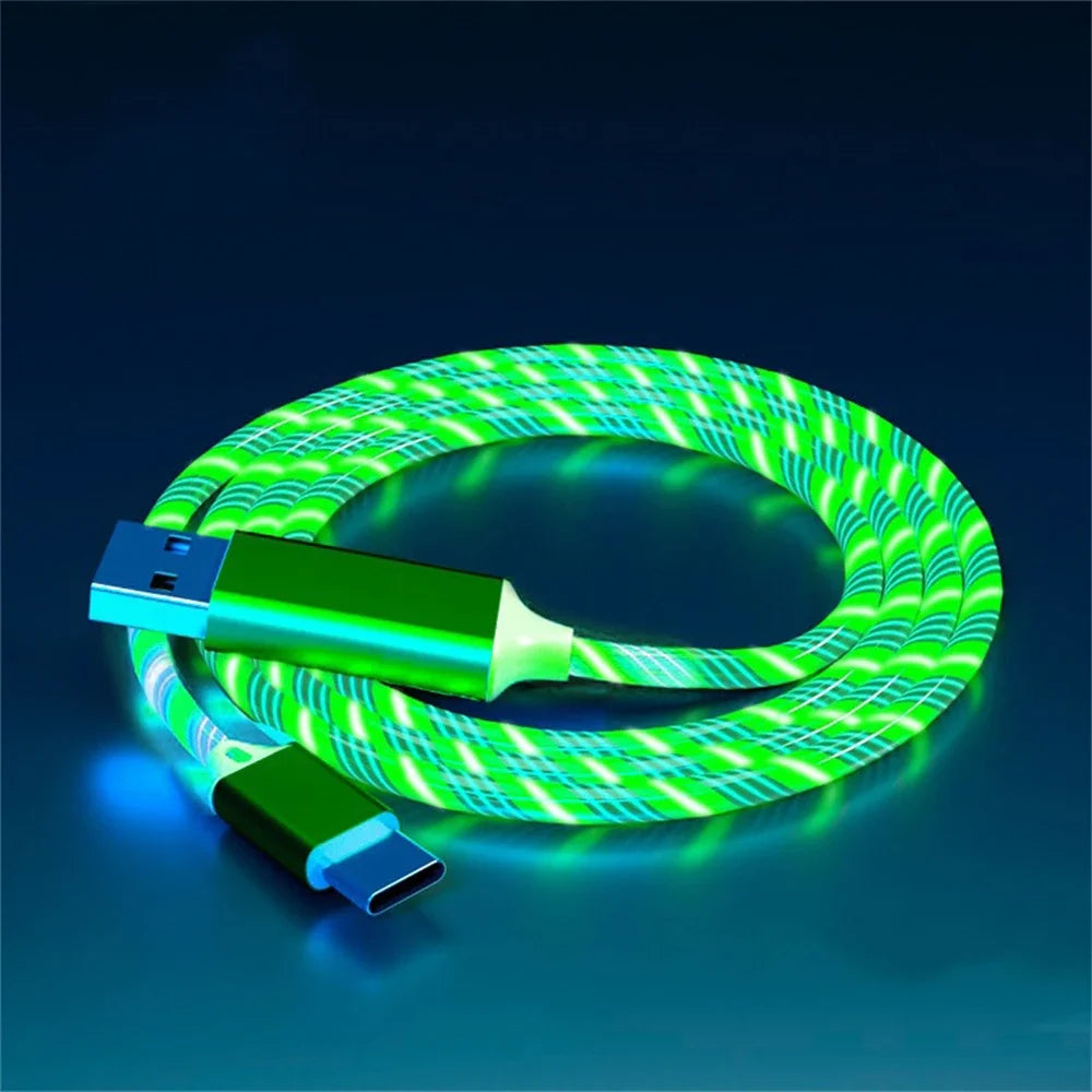 Glowing LED Light USB 3 IN 1 cable Phone Fast Charging Charger Luminous Type C Cable For Xiaomi iPhone Phone Accessories Pi-Mart