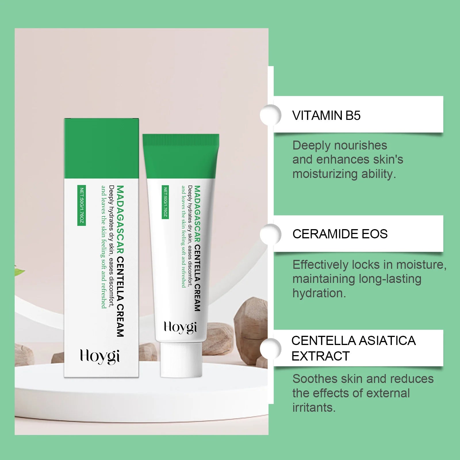 Centella Soothing Cream with Ceramide & B5 Face Repair Moisturizer Redness Relief Soothing Cream for Dry Sensitive Skin Pi-Mart