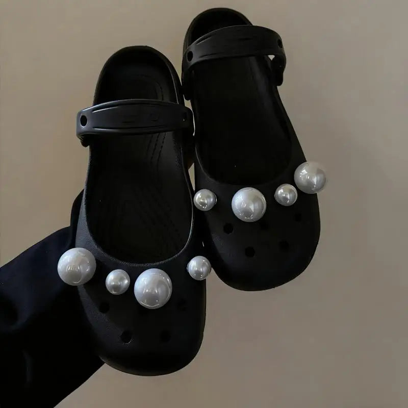 Elegant Polka Dot Bowknot DIY Shoes Charms Set 2026 New Luxury Faux Pearl Ballet Clogs Accessories Woman's Shoes Decorations Pi-Mart