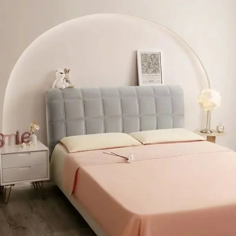 All-inclusive Super Soft Smooth Quilted Head Cover Thicken Velvet Headboard Cover Solid Color Bed Back Dust Protector Cover Pi-Mart