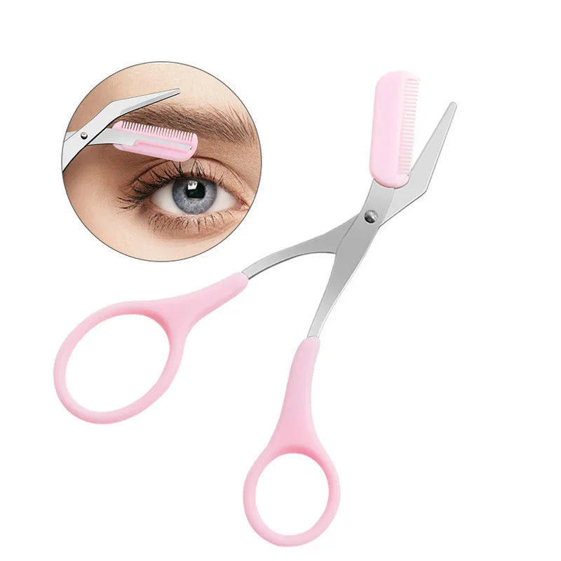 Eyebrow Razor Scissor  Stainless Steel Safe Anti-scratch Trimmer for Beginners Crescent Sharp Beauty Tool Multi-color Tri Light Beauty