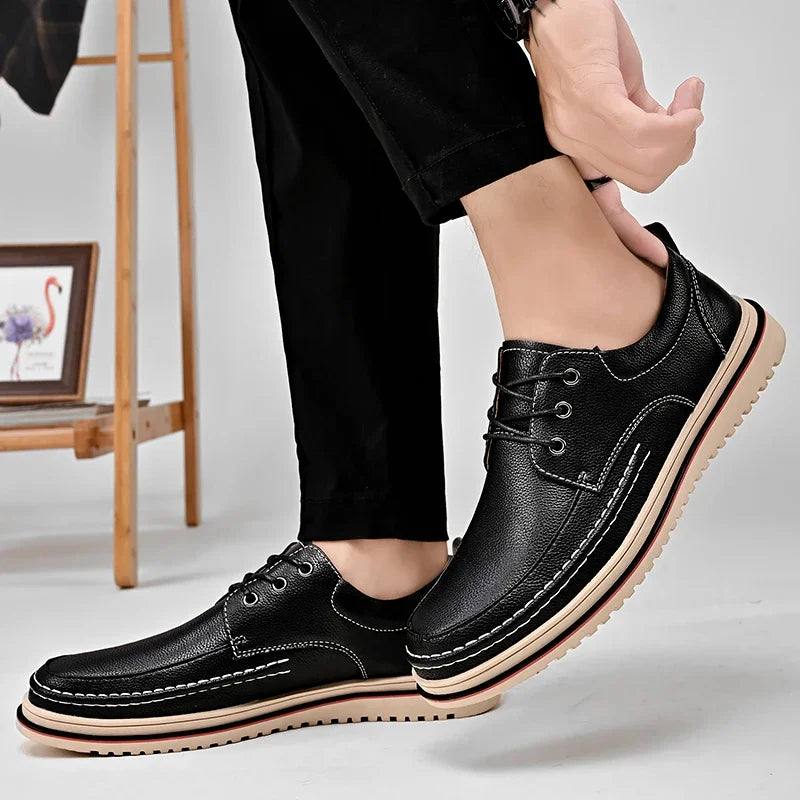 Leather Men Oxfords Shoes Handmade Italian Mens Casual Shoes  Brand Leisure Male Loafers Pi-Mart