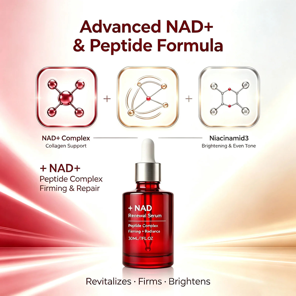 NAD+ Peptide Firming Serum Nourishing Face & Neck Treatment with Collagen Plumping & Radiance Boosting Skin Elasticity&Firmness Pi-Mart