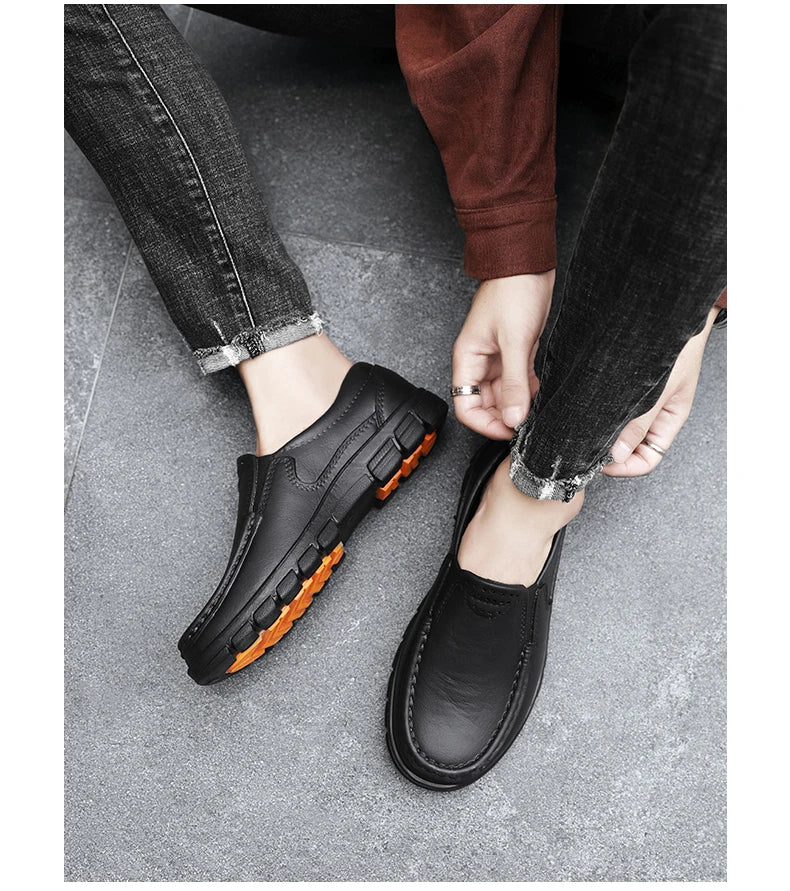 Chef shoes four season new anti slip oil resistant plus size business casual men's work leather shoes fashion comfort soft soled Pi-Mart