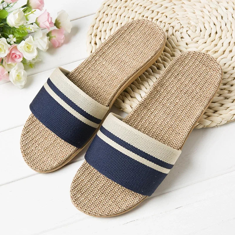 Hemp Casual Slippers Women Home Flats Spring Summer Luxury Designer Shoes Ladies 2026 Fashion Indoor Slides Couple Lightweight LadyShow.Store