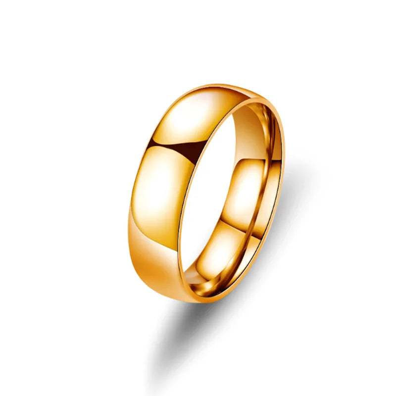 Simple 6mm Titanium Ring Women Men Prevent Allergy High Polished Wedding Rings Stainless Steel Couple Finger Jewelry Gifts Pi-Mart