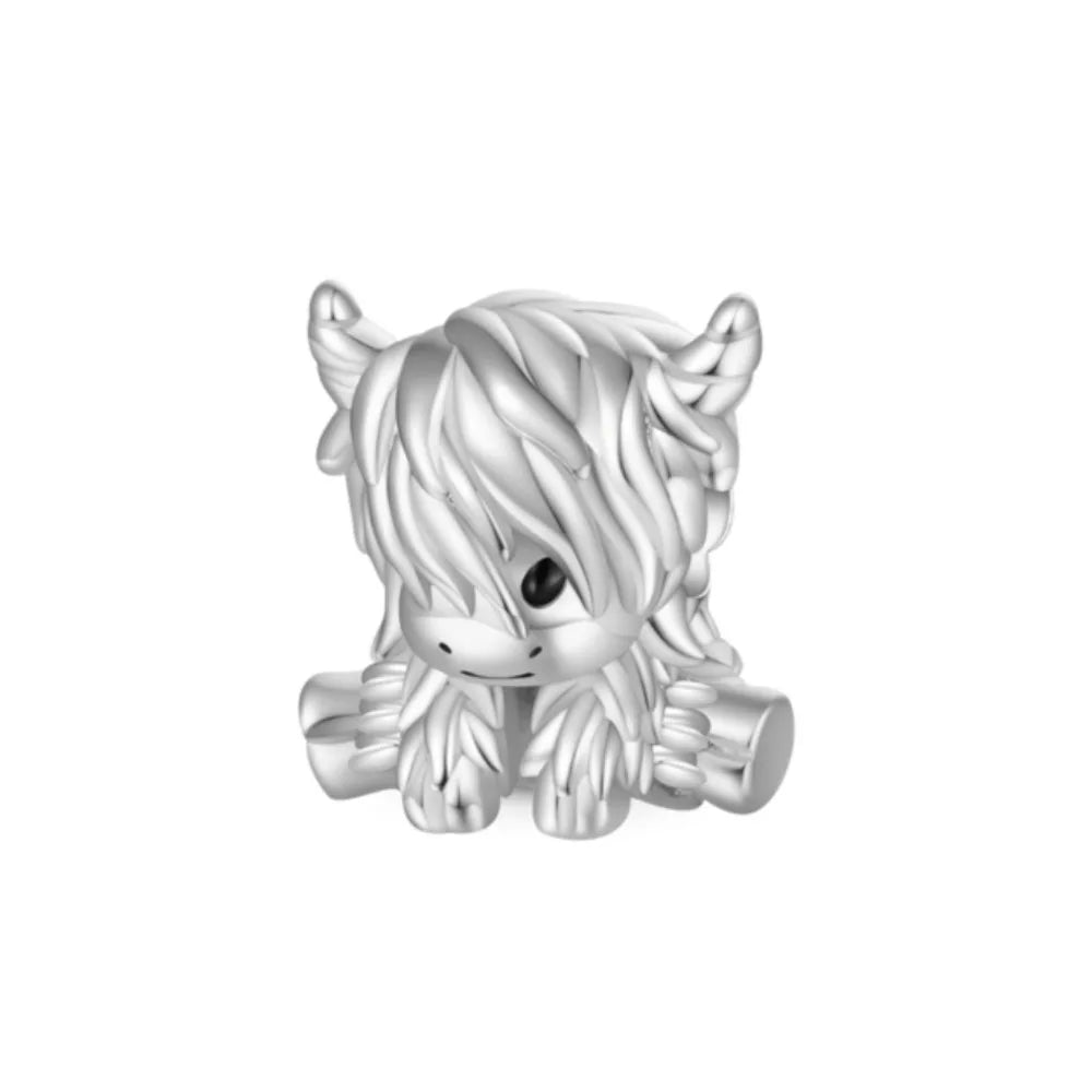 Fashionable 925 Sterling Silver Highland Cow Animal Pendant Suitable for Bracelets, Necklaces, DIY Women's Jewelry Accessories Pi-Mart