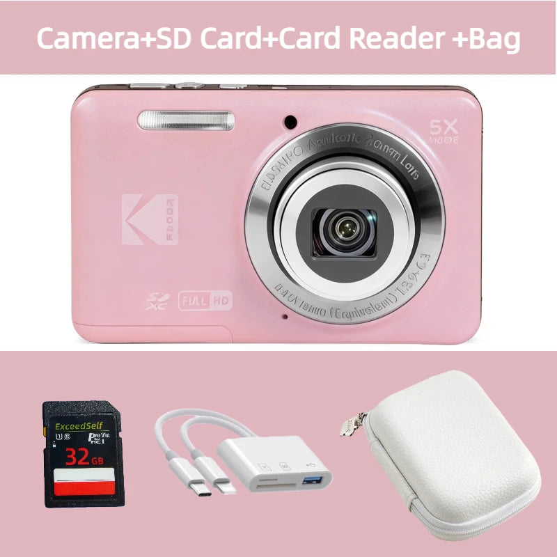 KODAK PIXPRO FZ55-RD 16MP Digital Camera 5X Optical Zoom 28mm Wide Angle 1080P Full HD Video 2.7" LCD Vlogging Camera Pi-Mart