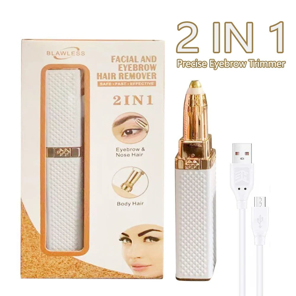 Electric Eyebrow Trimmer 2 In 1 Precise Eyebrow Trimmer Ladies' Lipstick Shaver Multifunctional Makeup Tools Beauty Products Tri Light Beauty