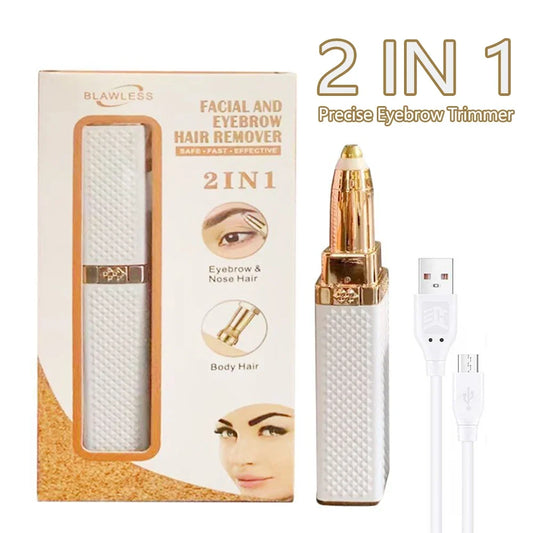 Electric Eyebrow Trimmer 2 In 1 Precise Eyebrow Trimmer Ladies' Lipstick Shaver Multifunctional Makeup Tools Beauty Products Tri Light Beauty
