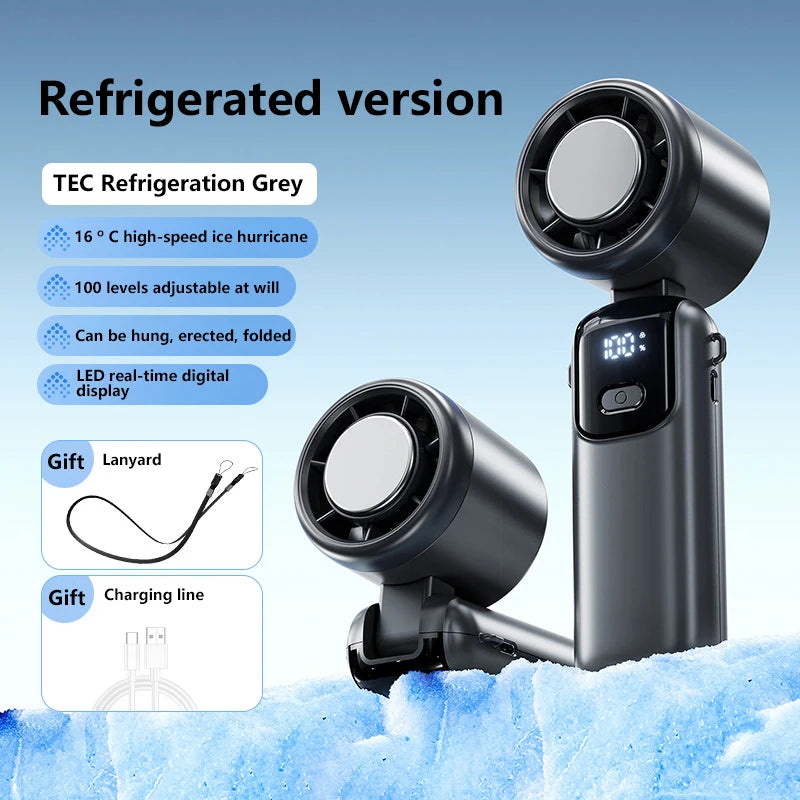 Lenovo Foldable/Hangable USB Desk Fan Ice Cooling Handheld Fan 100 Speeds Turbo Portable for Outdoor Fast Chill Ice Compress New Pi-Mart