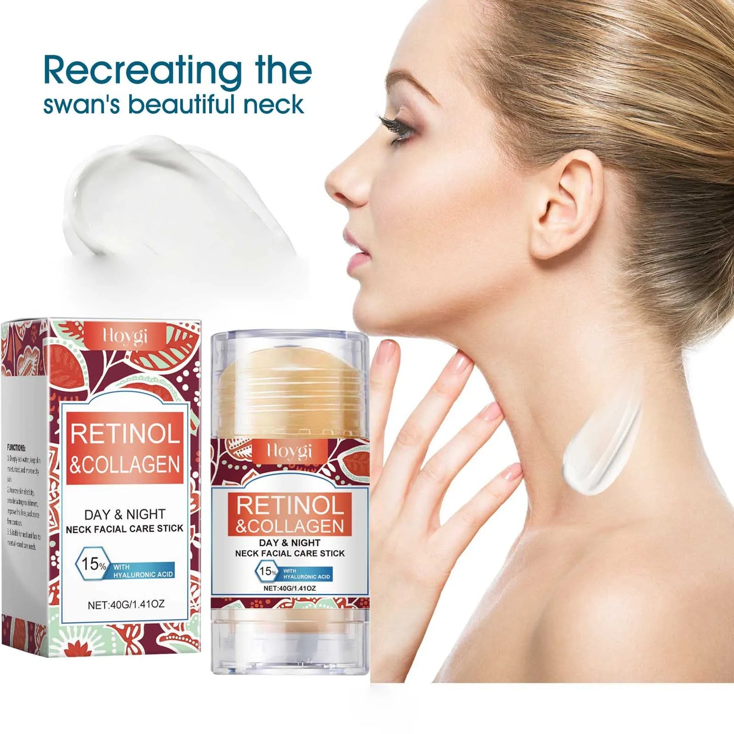 Retinol & Collagen Neck Cream - 40g | Firming, Moisturizing & Lifting | Hyaluronic Acid for All Skin Types Pi-Mart
