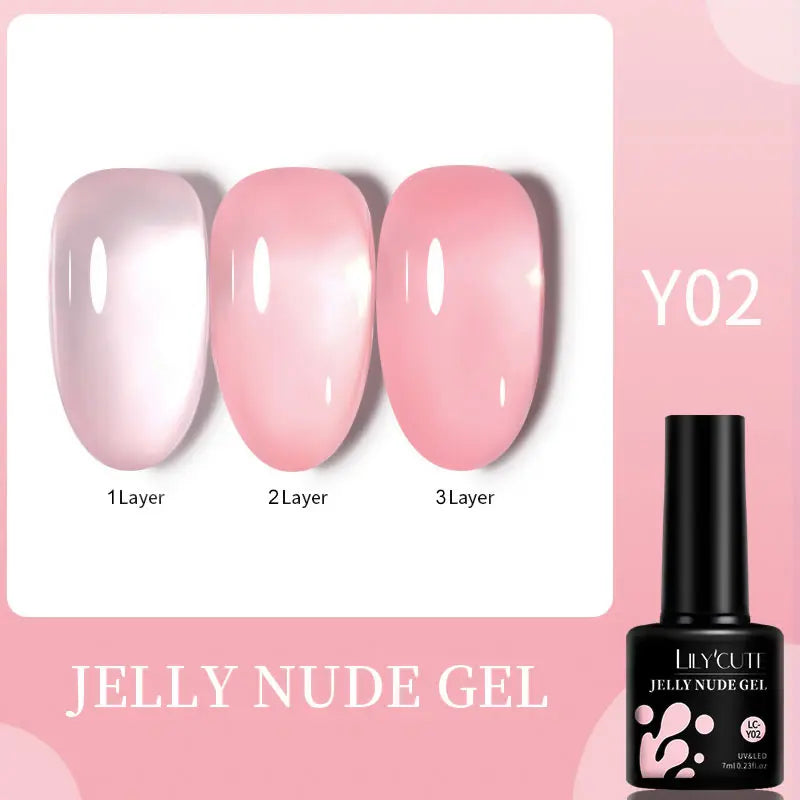 LILYCUTE 7ML Jelly Amber Gel Nail Polish Brown Crystal Translucent Dull Color Nail Art Gel Semi Permanent UV Gel Polish Varnish Tri Light Beauty