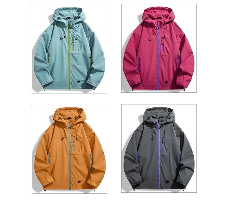 JNLN Unisex Waterproof Windbreaker Outdoor Sport Windproof Single-Layer Jacket Men Women Hiking Climbing Trekking Rain Coat Pi-Mart