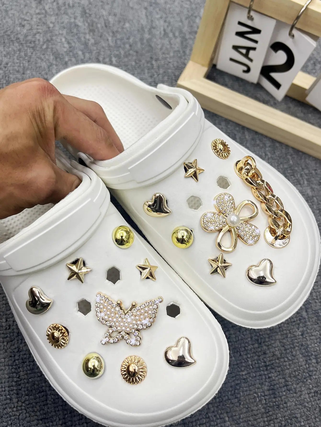 26pcs Hole Shoes Accessories, Including Detachable Star, Flower, Bear Design Shoe Charms, Suitable For Sandals & Beach Shoes & H Pi-Mart