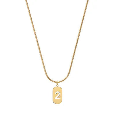 Stainless Steel Angel Number Necklace 0 1 2 3 4 5 6 7 8 9 Rectangle For Women Men Hollow Lucky Number Chain Necklaces Jewelry Pi-Mart