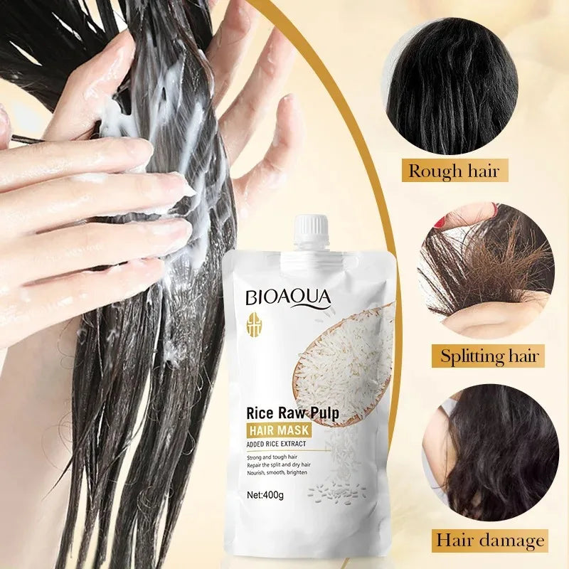 Rice Magic Keratin Hair Mask 5 Seconds Repair Damaged Frizzy Hair Soft Smooth Shine Moisturizing Nourishing Hair Root Care Tri Light Beauty