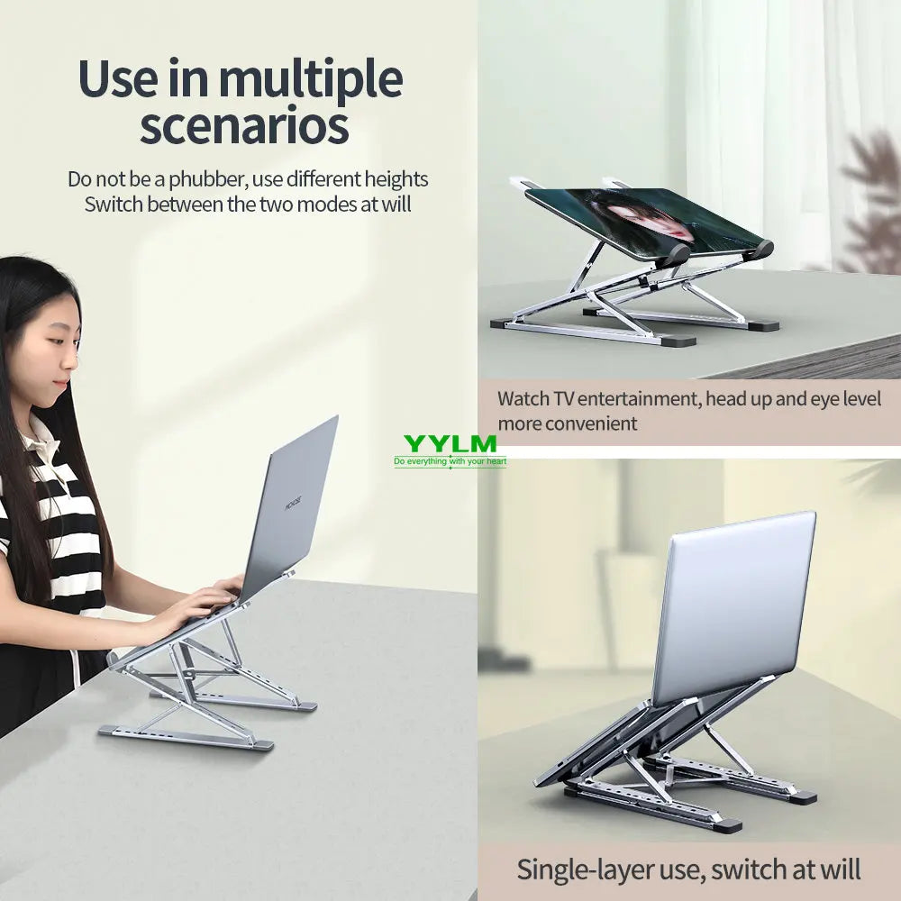 YYLM N8 Laptop Stand Aluminum for Macbook Adjustable Portable More Stabe Laptop Stand Cooling Stand Foldable Notebook Holder Pi-Mart