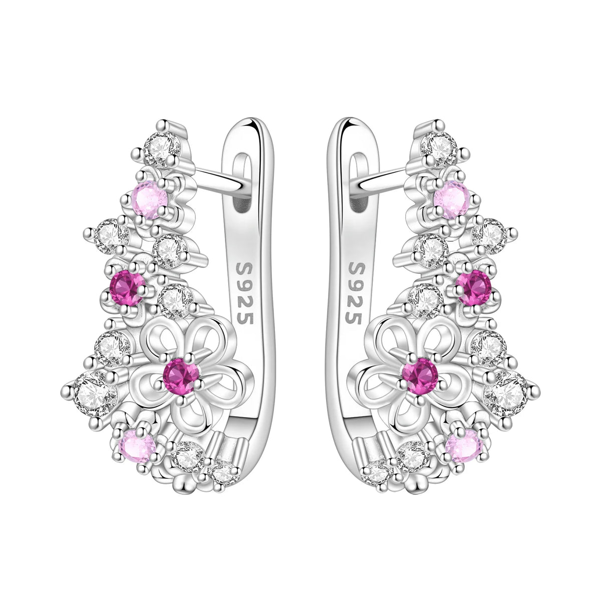 PANPOKI S925 Sterling Silver Purple Zircon Series Earrings Hoop Earrings For Women Jewelry Original Party Trendy Gifts Pi-Mart