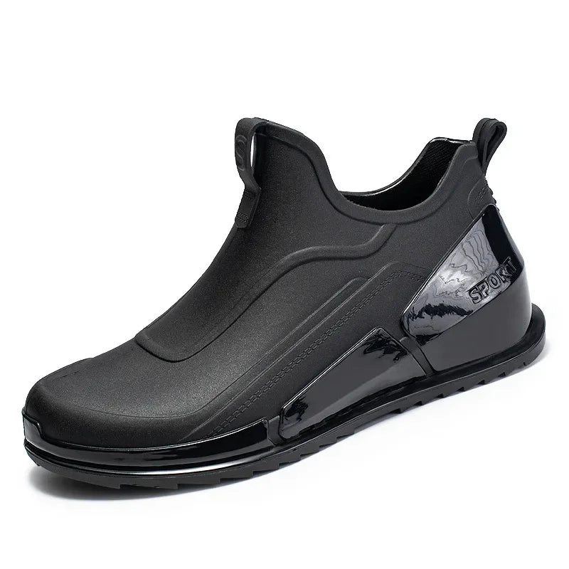Men's Rain Boots Ankle Waterproof Shoes Men Casual Fishing Work Shoes Slip on Non-slip Rain Shoes Womens Kitchen Rubber Shoes Pi-Mart