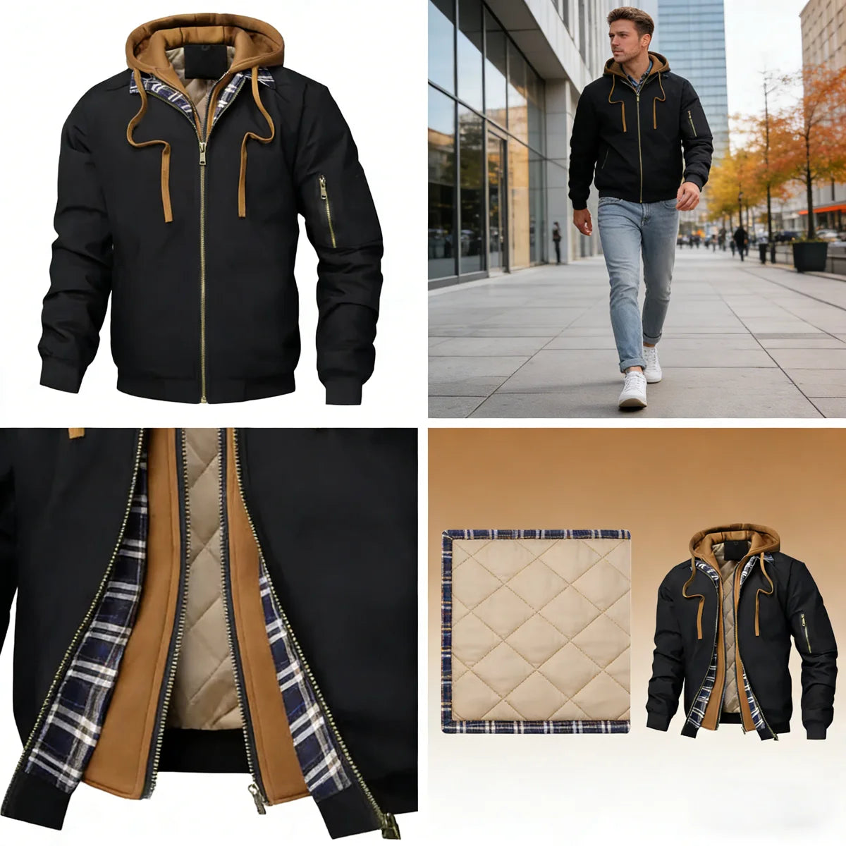 Autumn Winter Men's Warm Windbreaker Jacket Outdoor Man Thick Windbreaker Hiking Hooded Coats Men Thermal Sports Zipper Parkas J Pi-Mart
