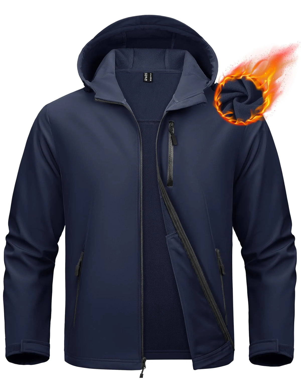 TACVASEN Hooded Rain Softshell Jacket Mens Fleece Lined Waterproof Jacket Work Jacket Outdoor Trekking Hiking Windbreaker Male Pi-Mart