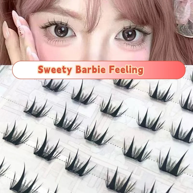 MJ Self Adhesive DIY Lashes No Glue Needed Reusable Bottom Lash  Fluffy Cluster Eyelash Korean DIY Manga Lash Extension At Home LadyShow.Store