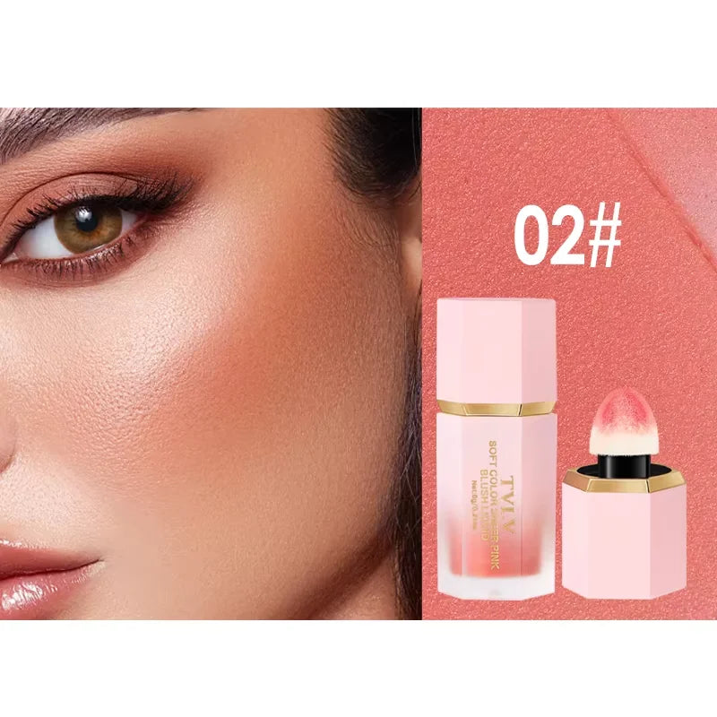 3-Color Matte Liquid Powder Blusher Easy to Apply Durable Waterproof Powder Blusher Sponge Brush Head Tri Light Beauty