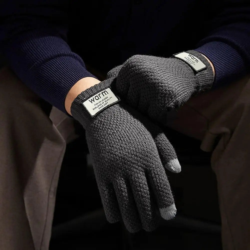 Thermal Winter Gloves For Men Thickened Warm Fleece Lined Anti-Slip Touch Screen Thermal Windproof Cycling Gloves Pi-Mart