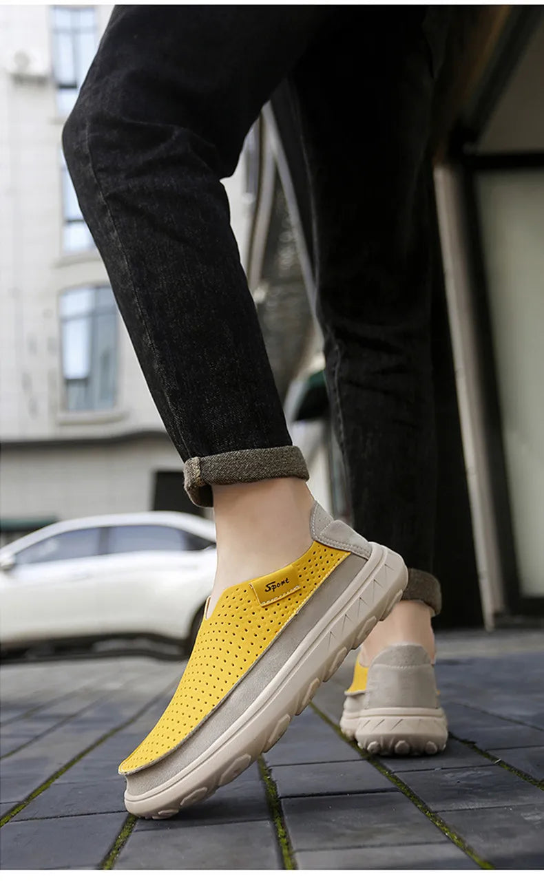 2026 New Men's Casual Shoes Fashion Comfortable Men's Shoes High Quality Leather Men Driving Shoes Handmade Flat Shoes Size 46 Pi-Mart