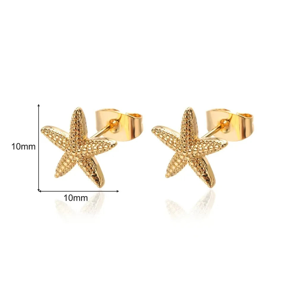 Vintage Star Shaped Earrings, Simple Star Shell Earrings, Ocean Party Jewelry Gift, New 2024 Collection Pi-Mart