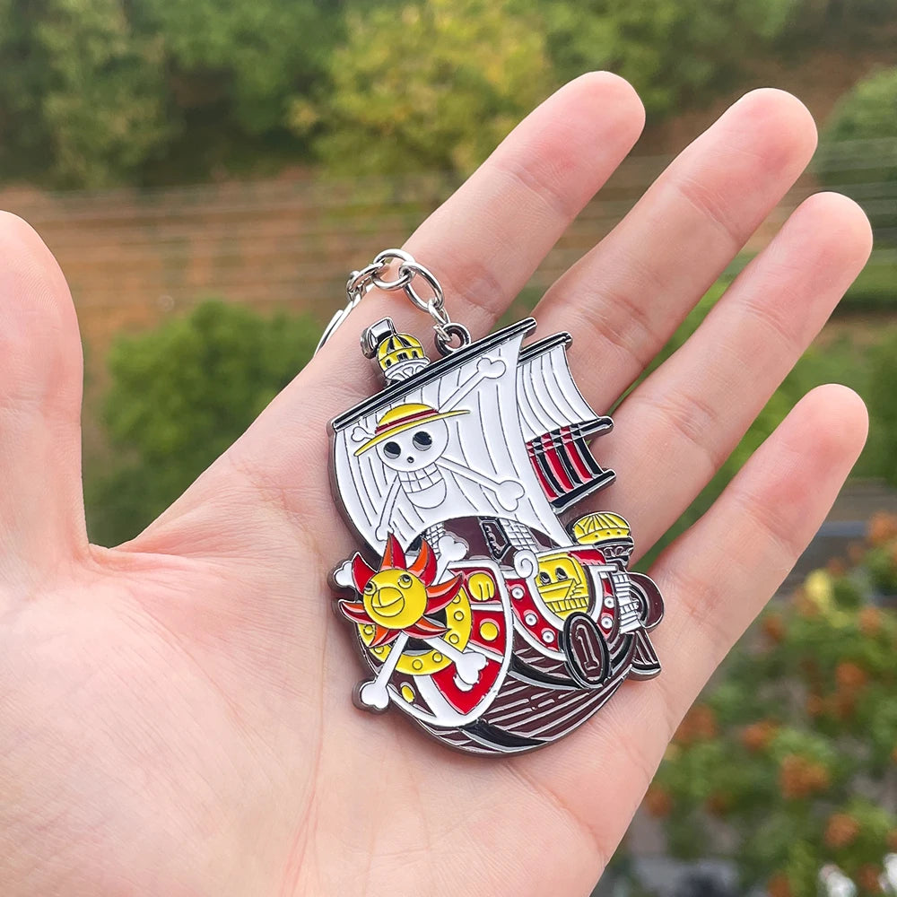 One Piece Luffy Straw Hat Keychain Rotatable Zoro Skull Metal Pendant Role-Playing Decorative Accessories Fan Jewelry Gift Pi-Mart
