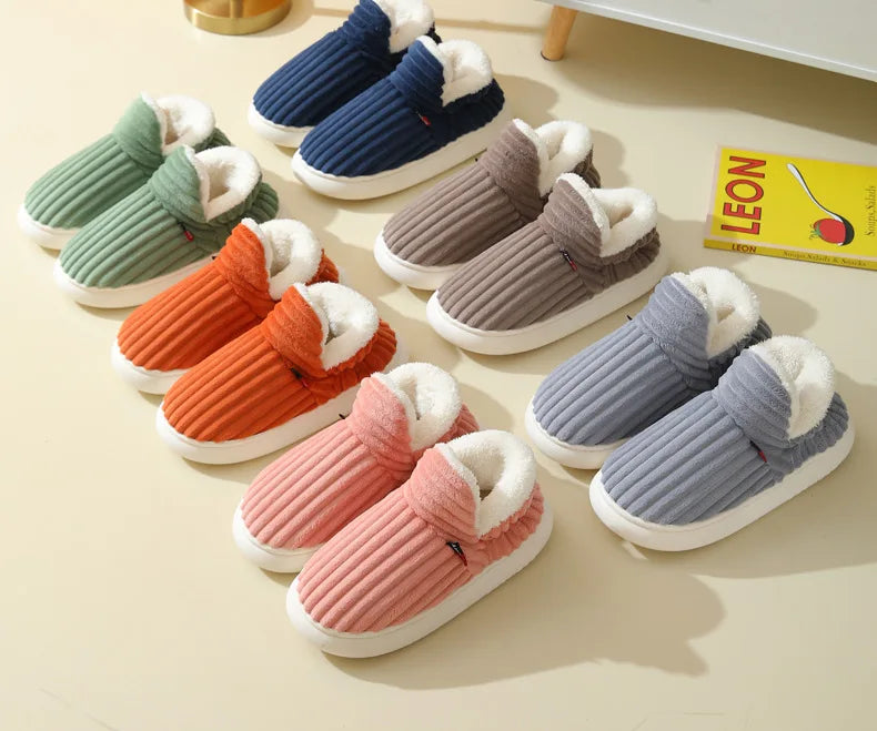 Evshine Soft Sole Slippers For Women Winter Fashion Women Fur Slippers Fuzzy Plush Men Slippers Warm Furry Women Cotton Shoes Pi-Mart