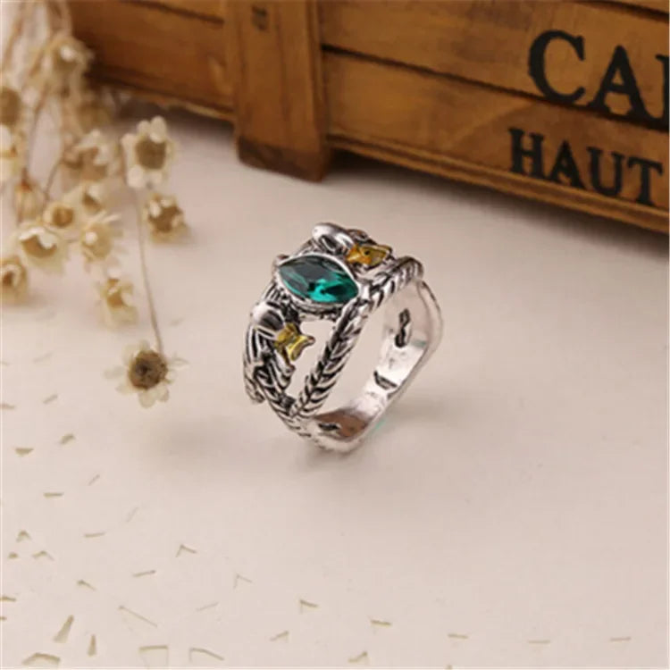 New Fashion Barahir Aragorn Gondor Ring Men Women Green Crystal Ring Jewelry Pi-Mart