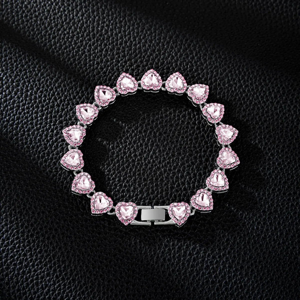 Yupsk 45CM/20CM Shiny Heart Rhinestone Hip Hop Rock Tennis Chain Bracelet Necklace for Women Men Trendy Jewelry Set Gift Pi-Mart