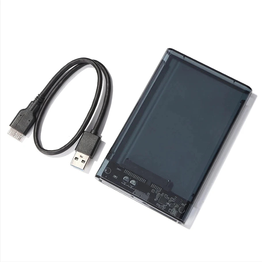 Transparent HDD Case HDD Enclosure 2.5 Inch SSD SATA To USB2.0 Type-C Adapter Portable External Hard Drive Box Tool-Free Pi-Mart