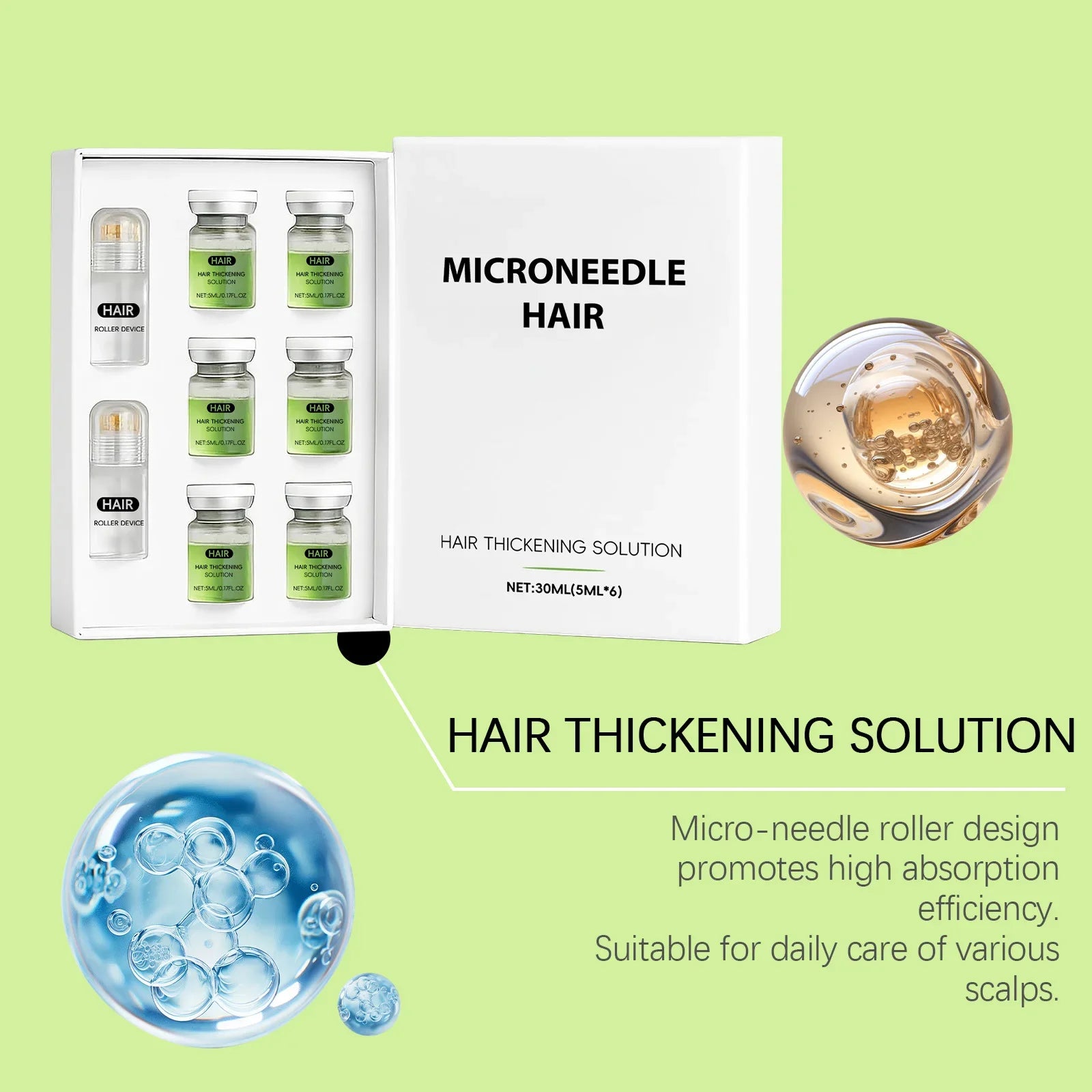 Anti-Hair Loss Scalp Care Roller Serum Kit Nourishes Roots Strengthens Hair Prevents Baldness Daily Care Pi-Mart